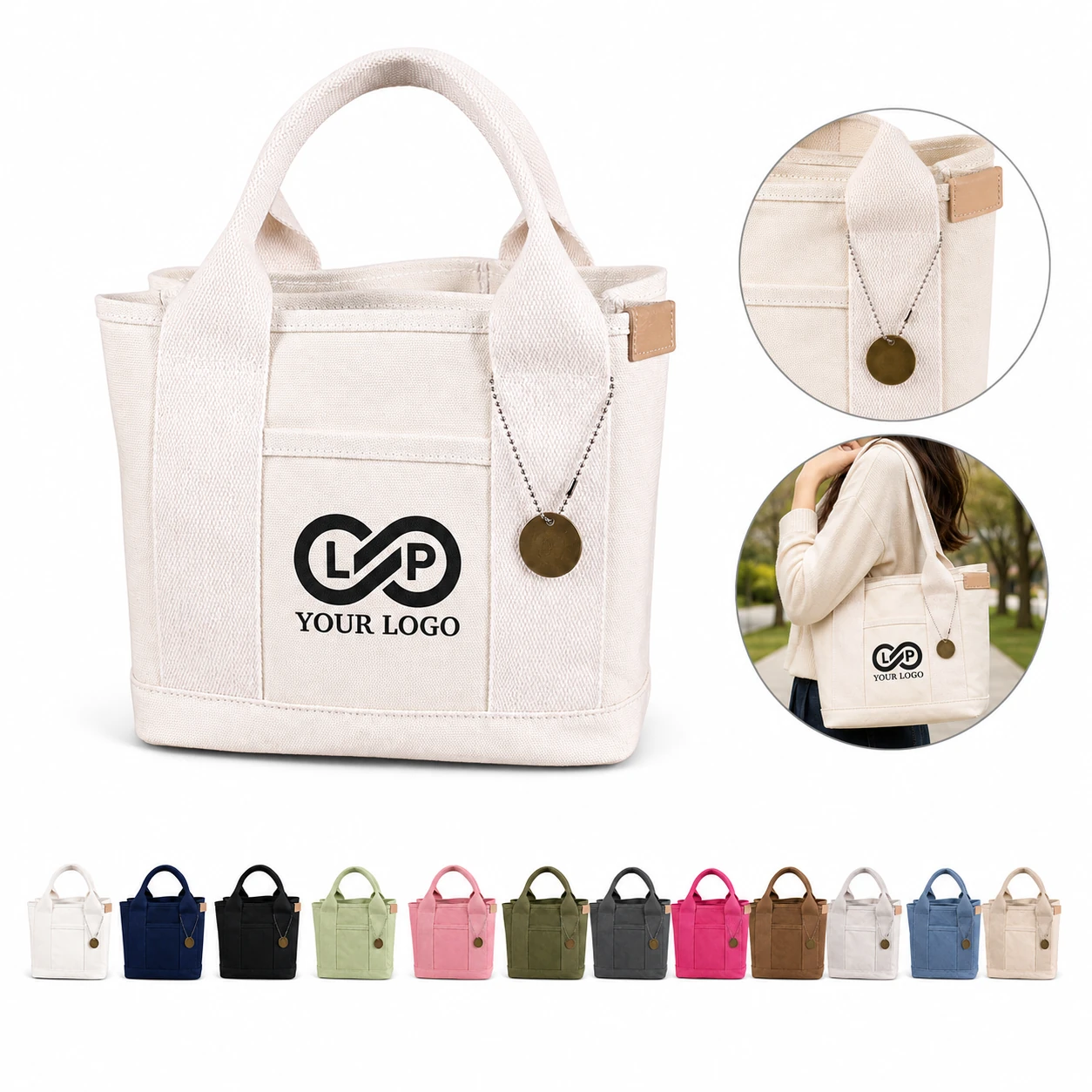 Eco-friendly Canvas Tote with Pockets, Great for Work & Gift