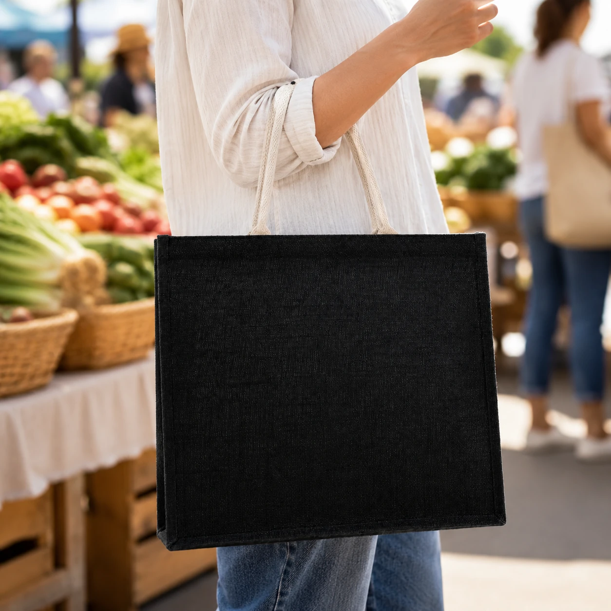 Large Capacity Customizable Jute Tote Bag, Durable