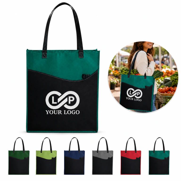 Customized Non-Woven Shopping Tote Bag with Front Pocket