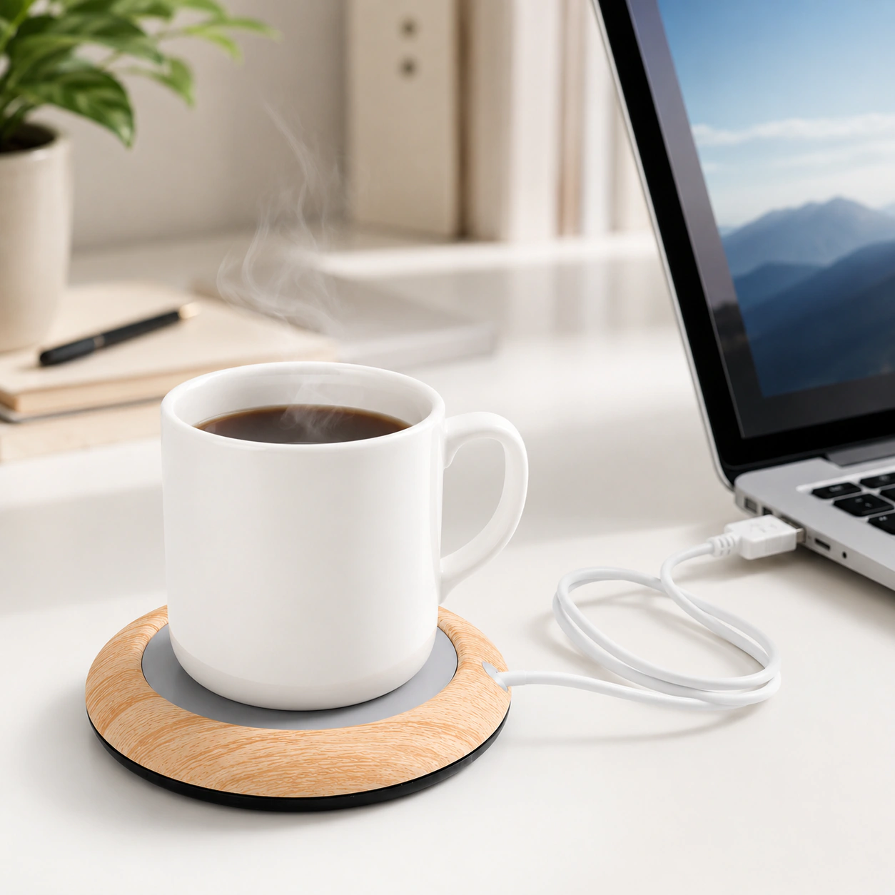 USB Heating Coffee Mug Warmer for Home Office Kitchen Desk - Portable