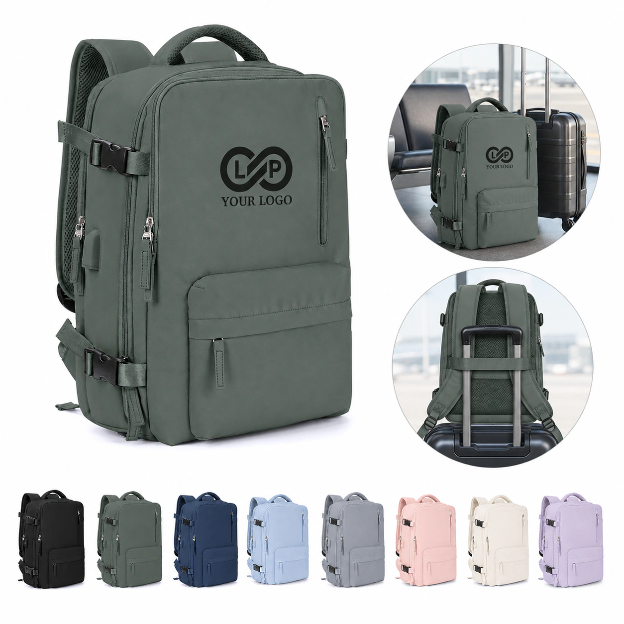 Waterproof Polyester Travel Backpack with Shoe Compartment & Anti-Theft