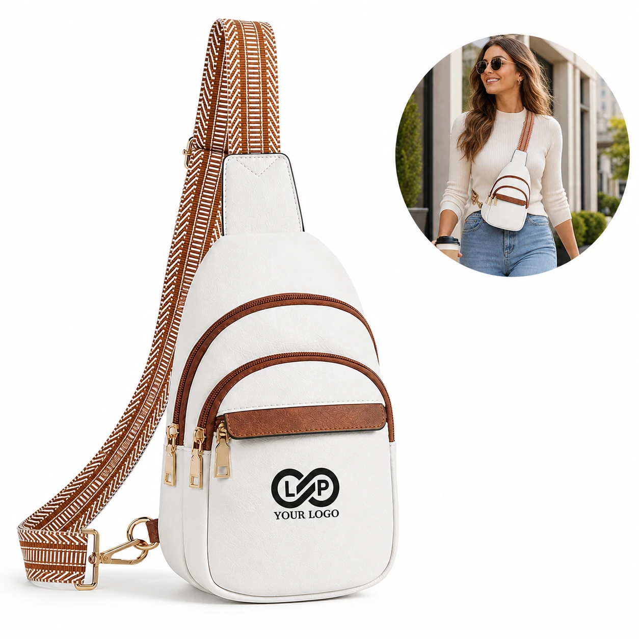 Women's Vegan PU Leather Crossbody Messenger Bag with Adjustable Strap