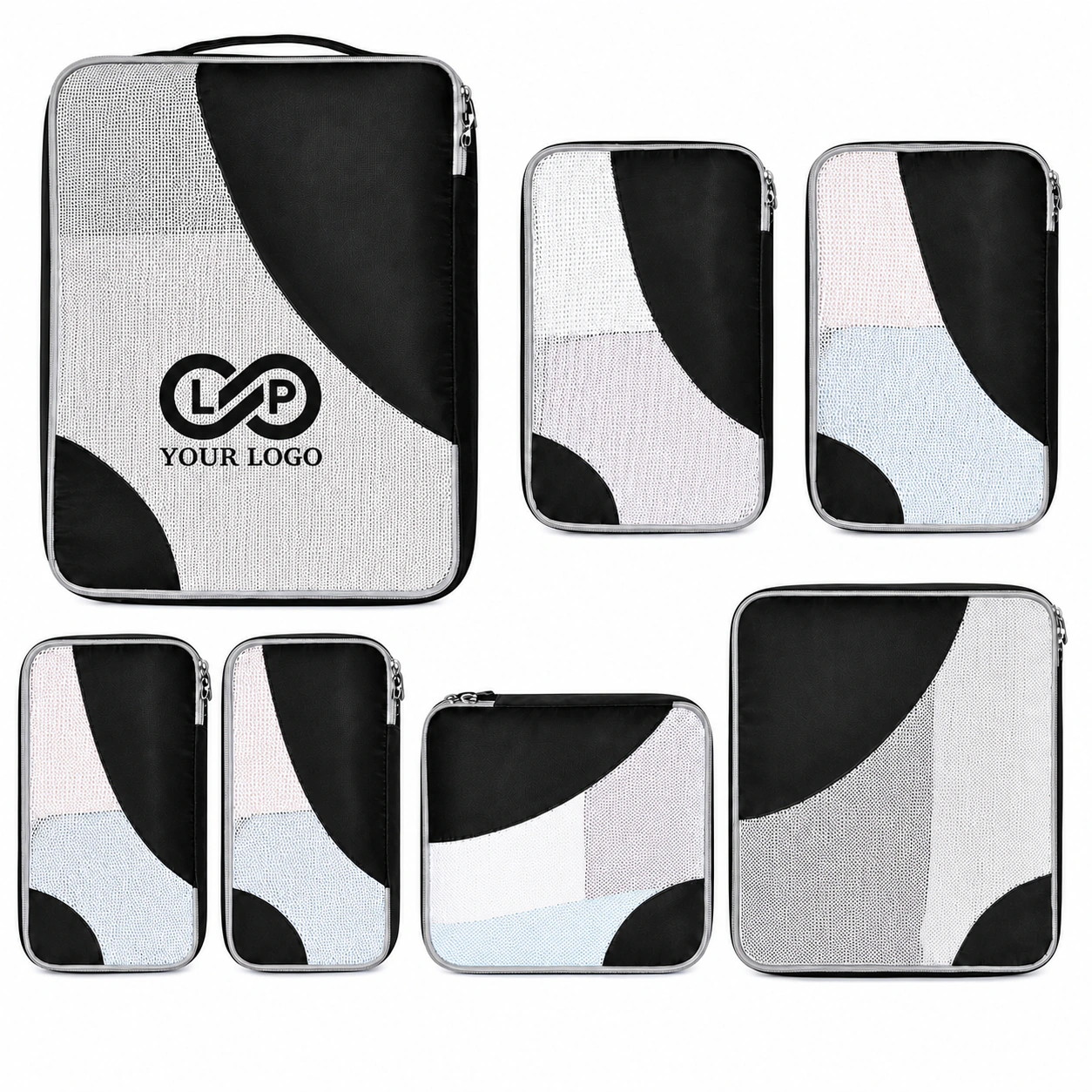 Nylon Travel Storage Organizer Bag with 6 Packing Organizers