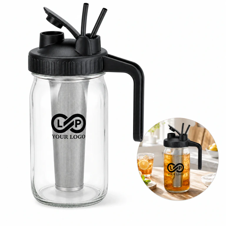 Leak-Proof Flip Lid Large Capacity Glass Cold Brew Coffee Pot