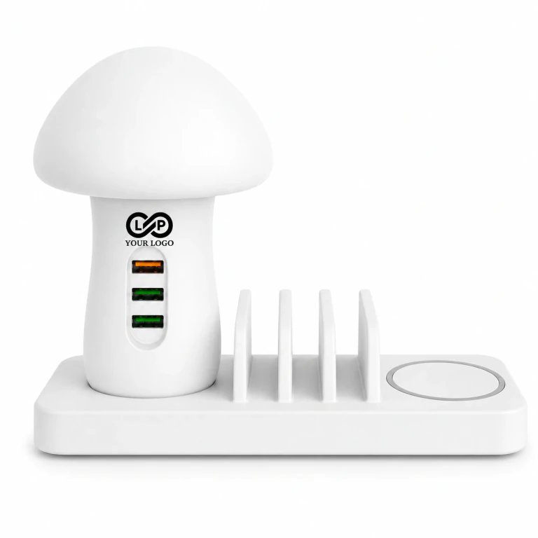 3 Port Mushroom Charging Station LED Light, 3-Port USB Charger