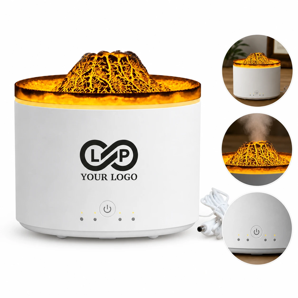 Quiet Bedroom Volcano Diffuser Humidifier with Colorful Light USB