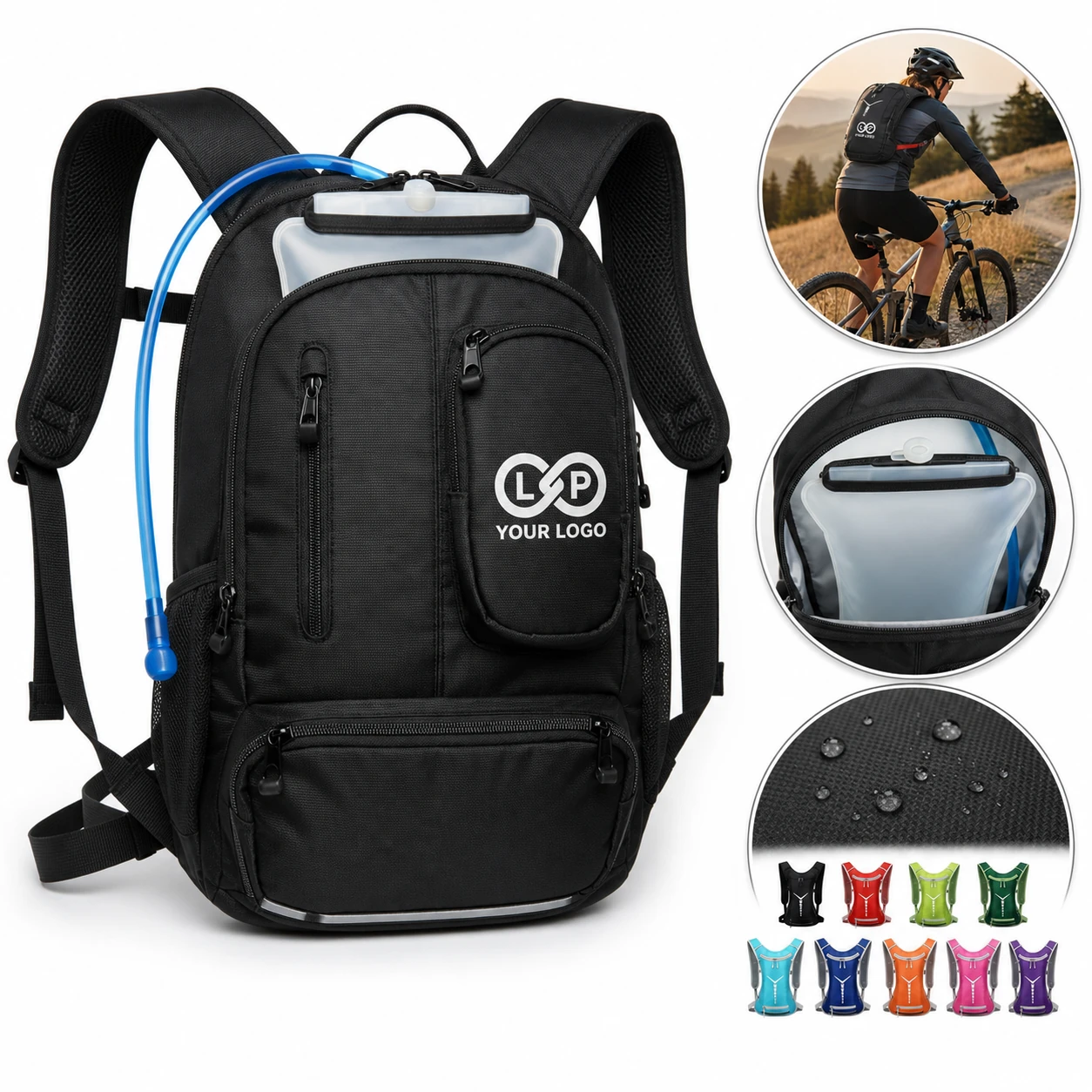 Nylon Hydration Backpack with Insulated Leak-Proof Bladder