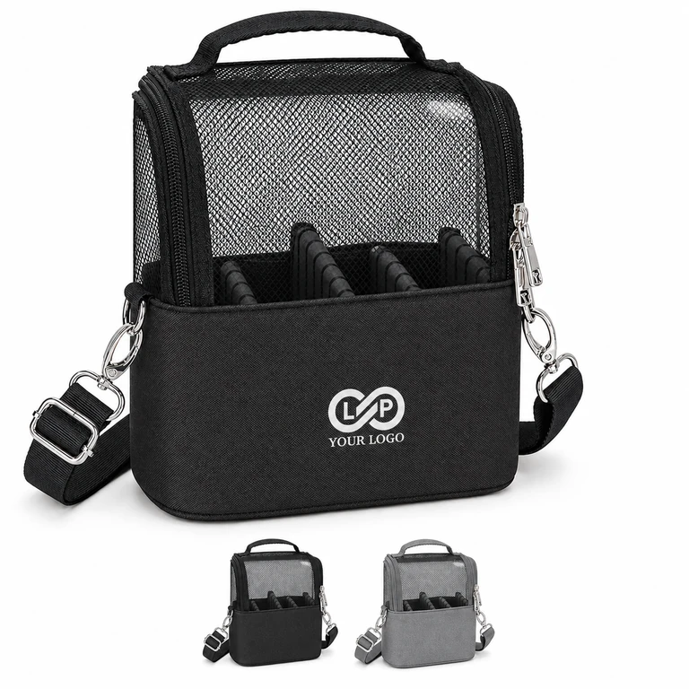 Portable Clear Makeup Brush Bag with Adjustable Divider