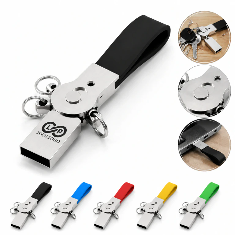 High-Quality Durable Portable Metal USB Flash Drive with Keychain