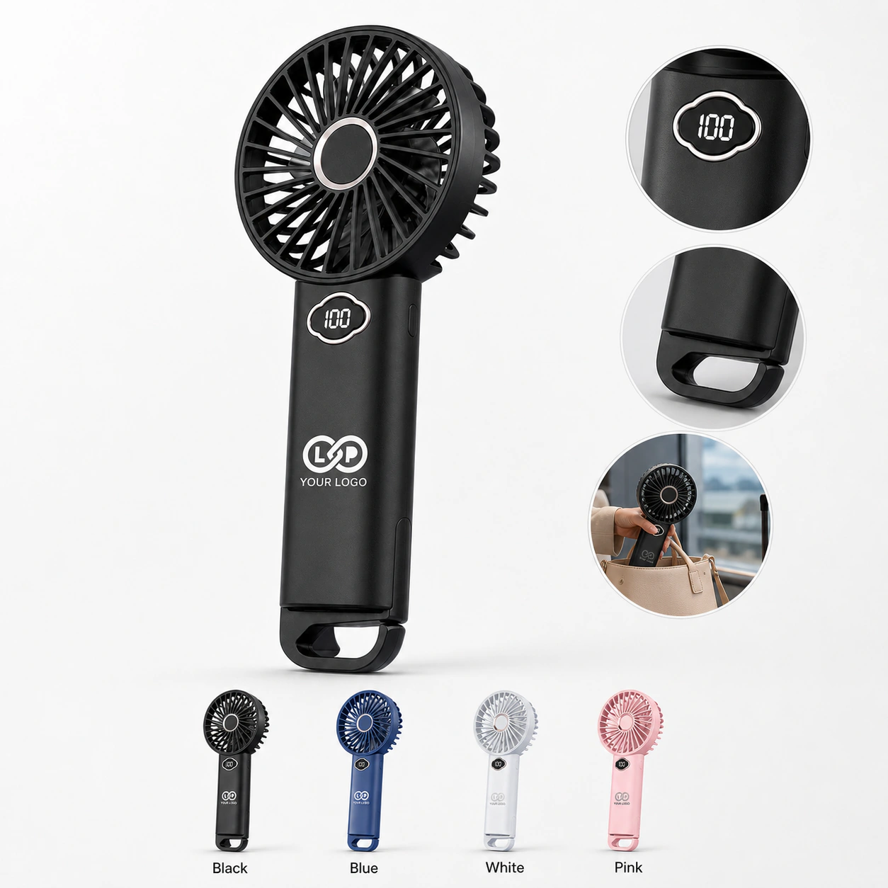 Portable Quiet Handheld Fan 6-Level Wind Rechargeable Long Battery