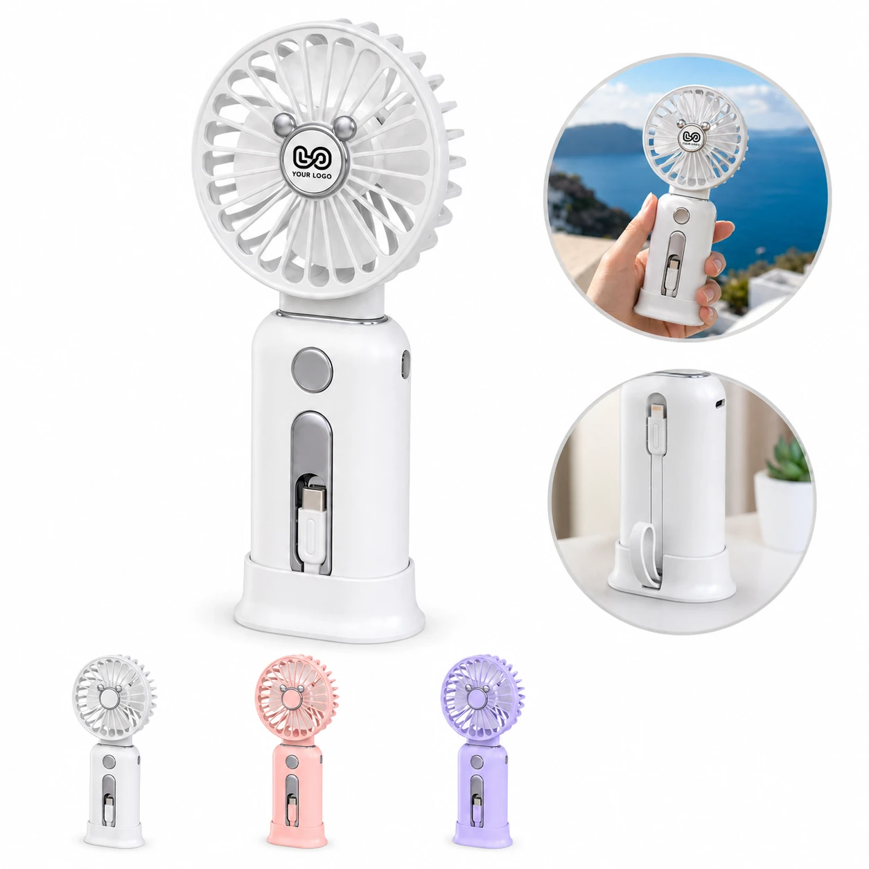 Portable 2-In-1 Fan and Power Bank, USB Rechargeable