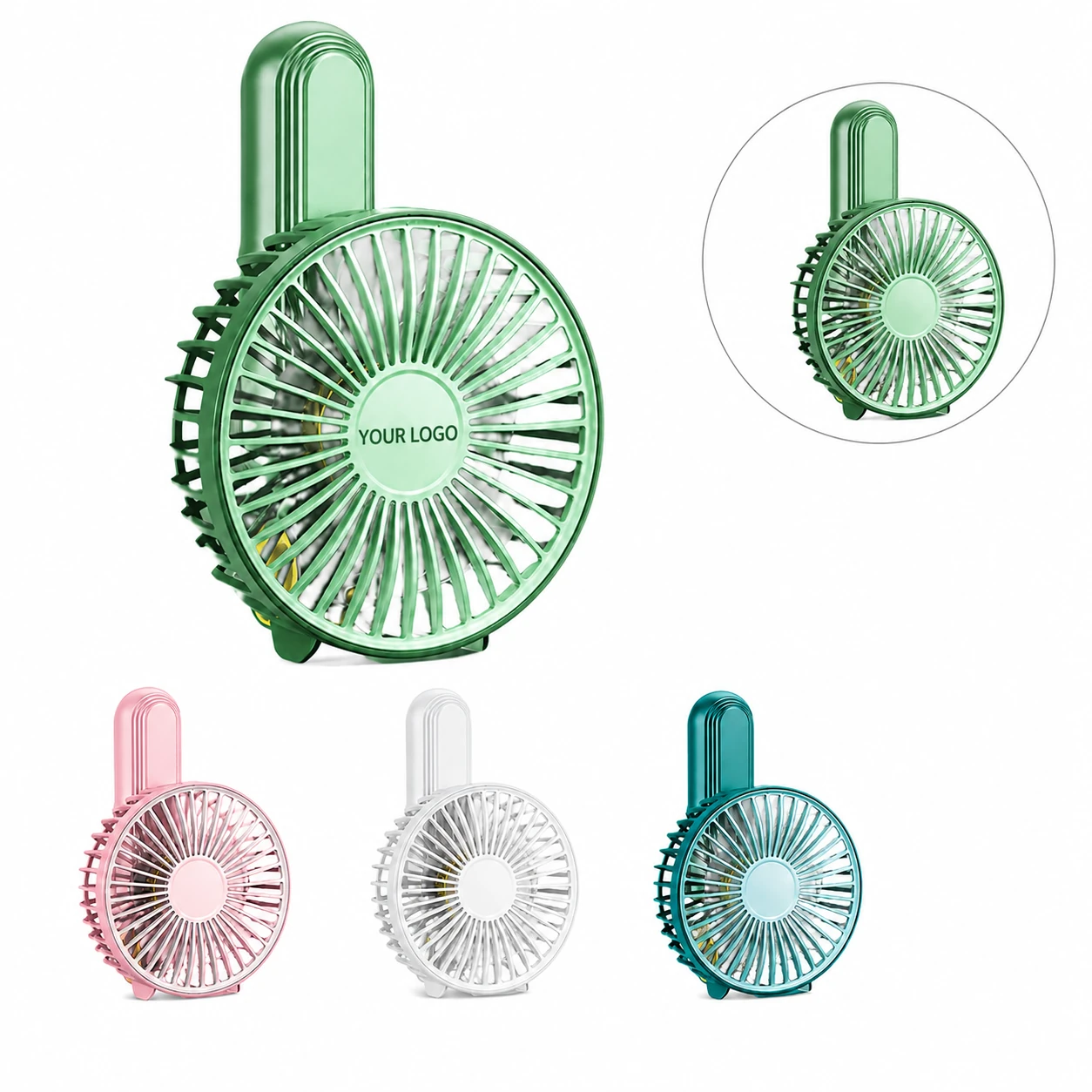 Stylish Lightweight Handheld Neck Fan with Rechargeable Battery, 3 Speeds