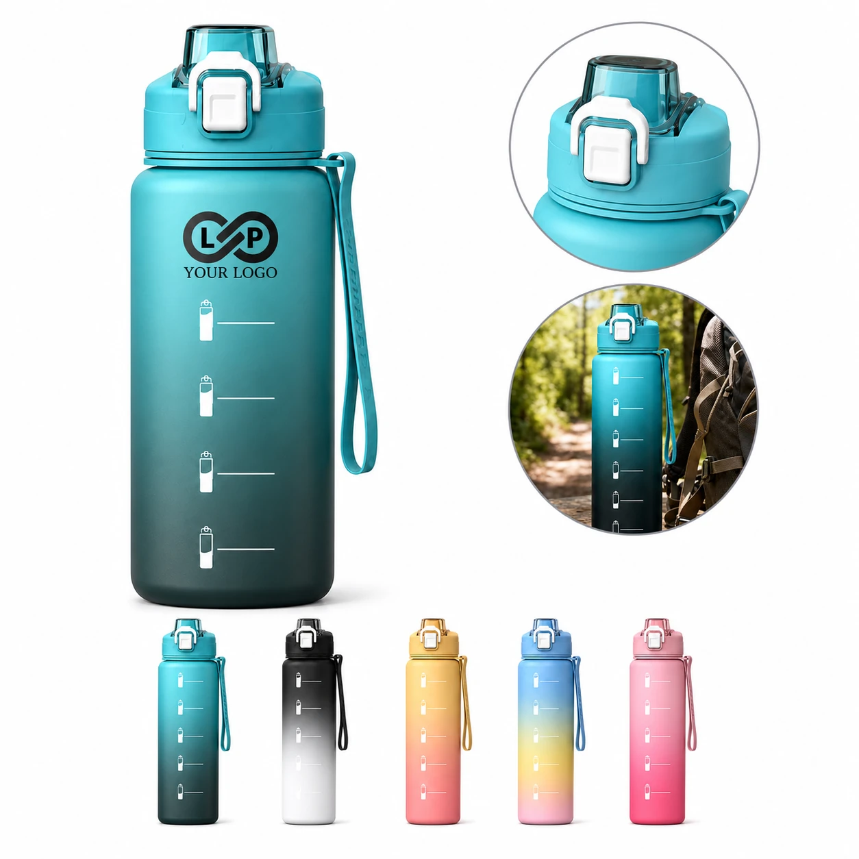 27oz Outdoor BPA Free Water Bottle with Time Marker