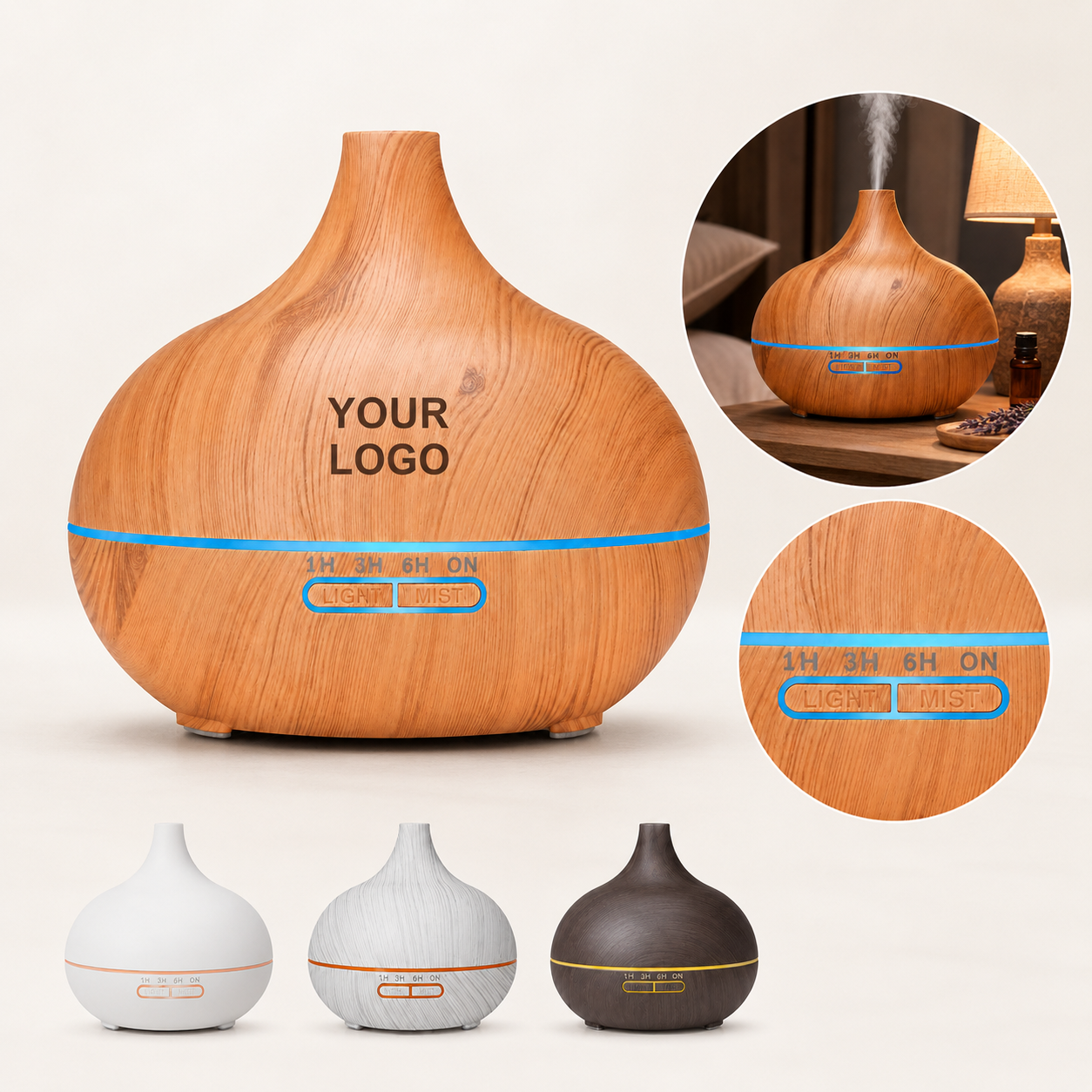 Modern Ultrasonic Aromatherapy Oil Diffuser with Ambient Light