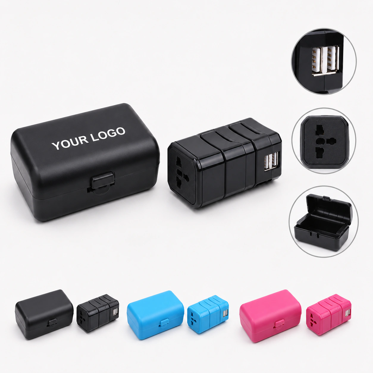 Universal Travel Adapter (150+ Countries, UK/EU/AU/US Sockets, 2 USB & AC Port)
