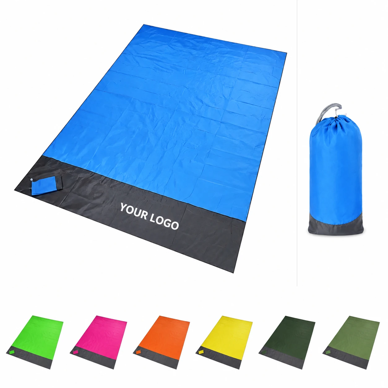 Waterproof Compact Camping Beach Blanket with Carry Bag, Stakes