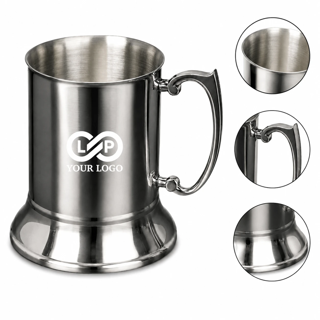 Stainless Steel Insulated Beer Stein with Laser Welded Handle