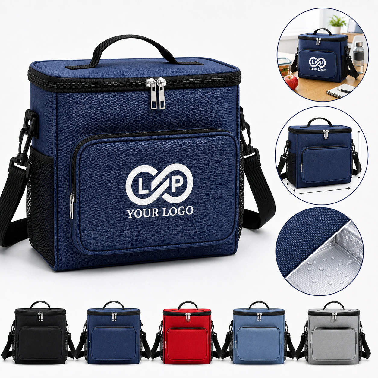 Crossbody Insulated Lunch Bag with Adjustable Strap, Large Cooler Bag