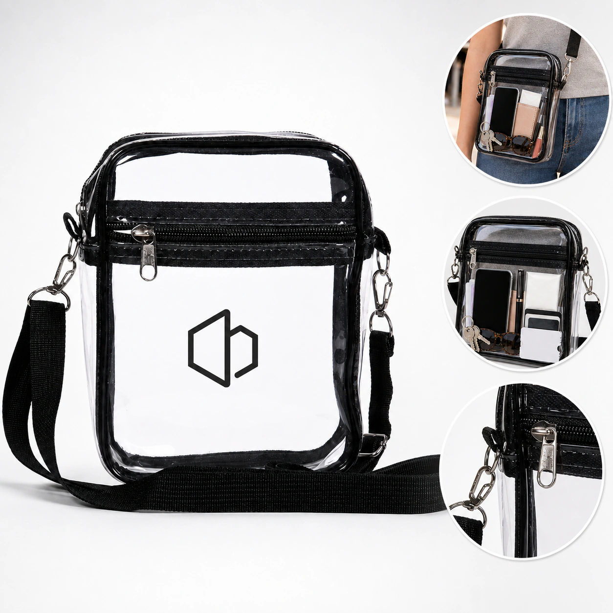 Stadium Approved Clear Crossbody Bag PVC Transparent for Concerts