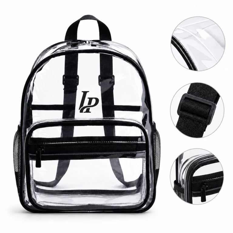 Stadium Approved Small Transparent PVC Backpack Reinforced Straps