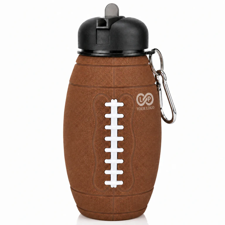 600ml Collapsible Silicone Rugby Sports Bottle Leakproof BPA Free