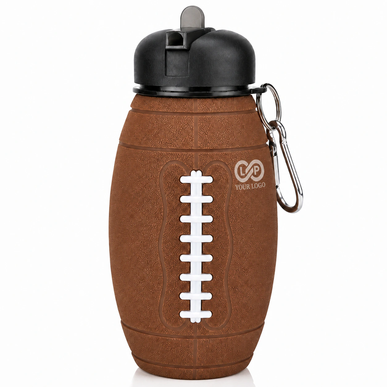 600ml Collapsible Silicone Rugby Sports Bottle Leakproof BPA Free