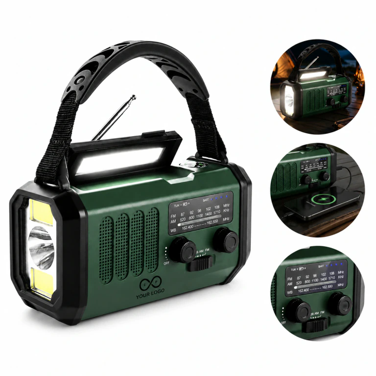 10000mAh Solar Hand Crank Emergency Radio Flashlight Power Bank