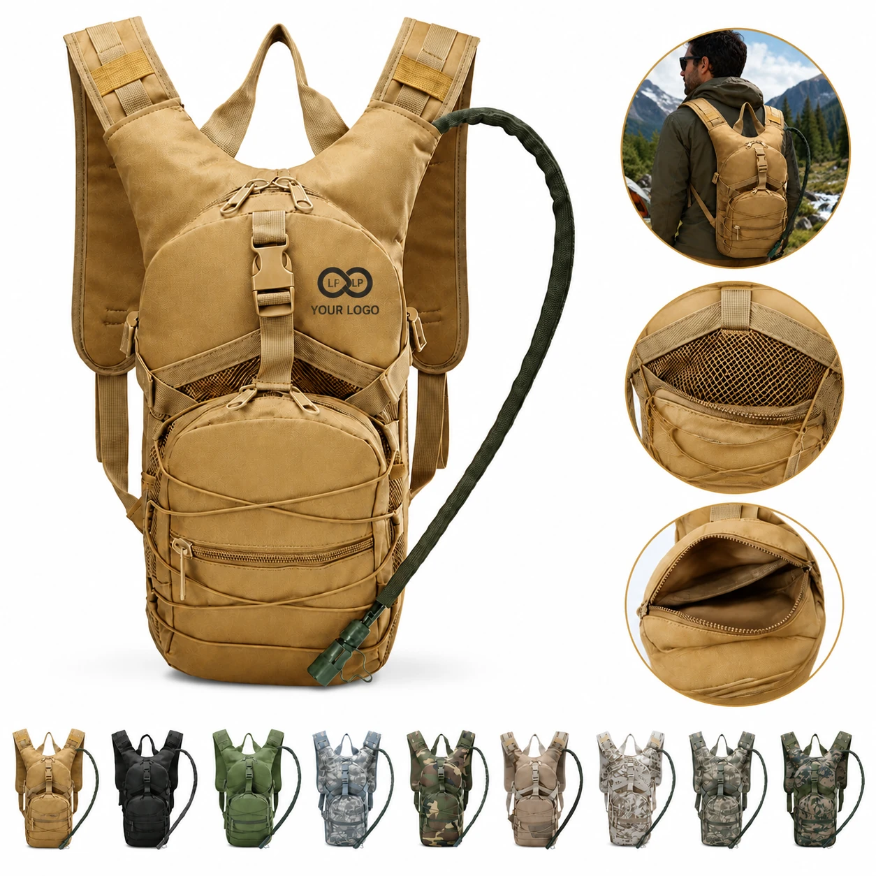 Military Tactical Oxford Backpack with Multiple Pockets
