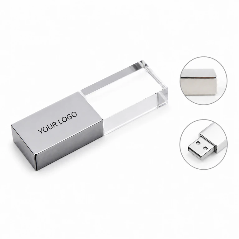 Customized Transparent Luminous Crystal USB Flash Drive