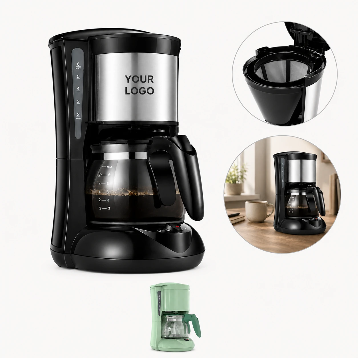 Mini Automatic Drip Coffee Maker Home Office Reusable Filter Auto Off