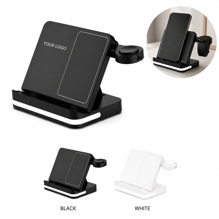 3-in-1 Wireless Charger for Phone, Earphones, Smartwatch with Smart