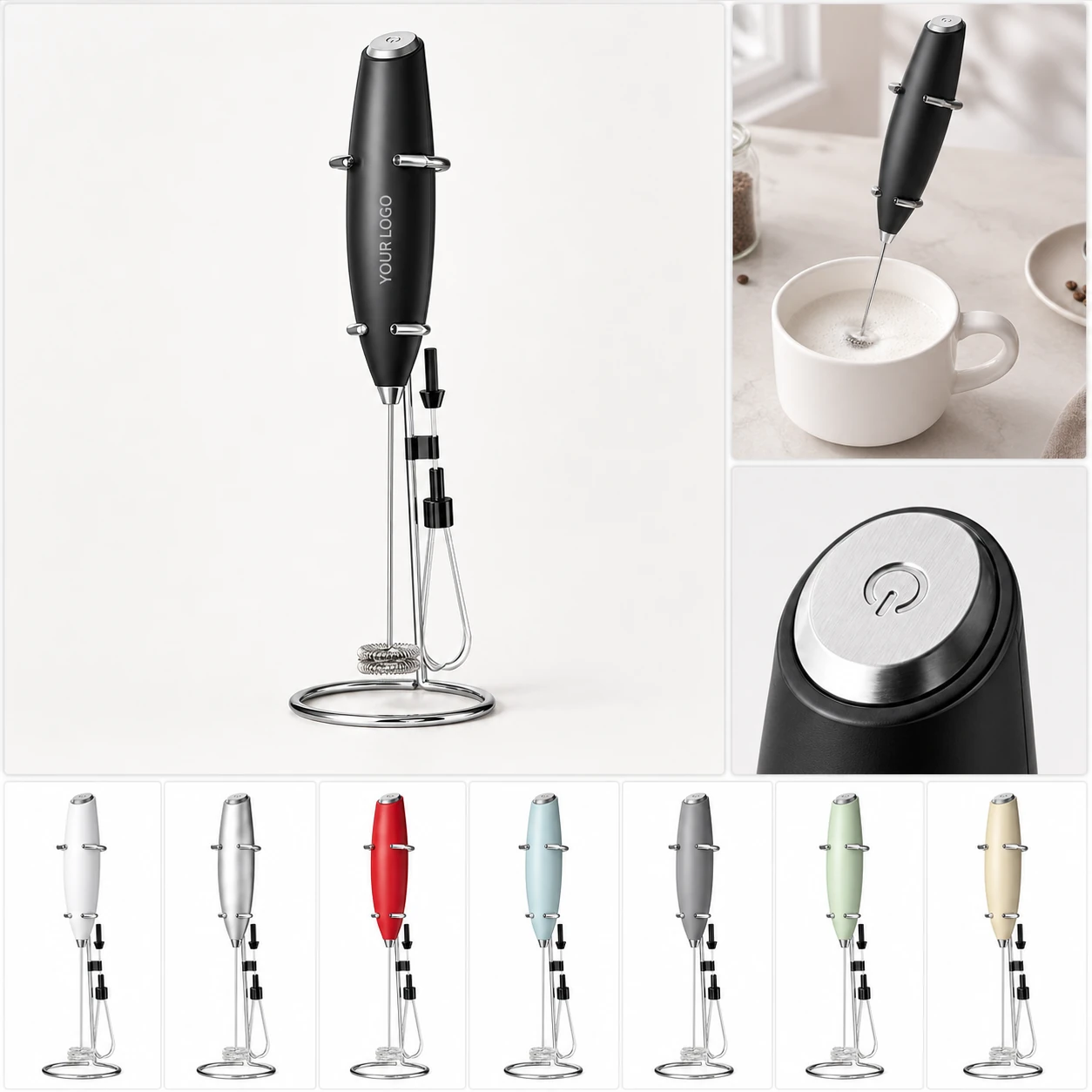Handheld Milk Frother with Egg Whisk Function Stainless Steel