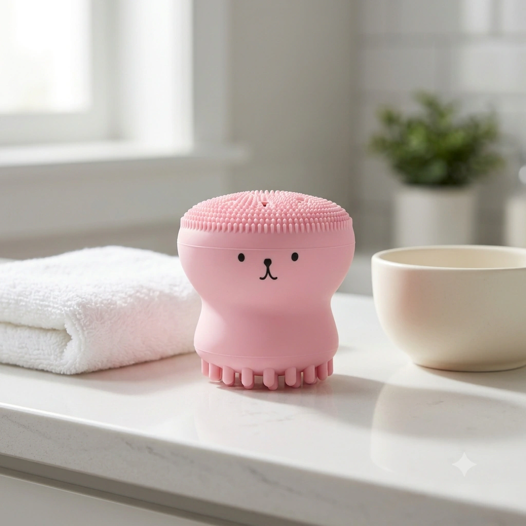 Cute Little Octopus Silicone Face Massage Cleansing Brush