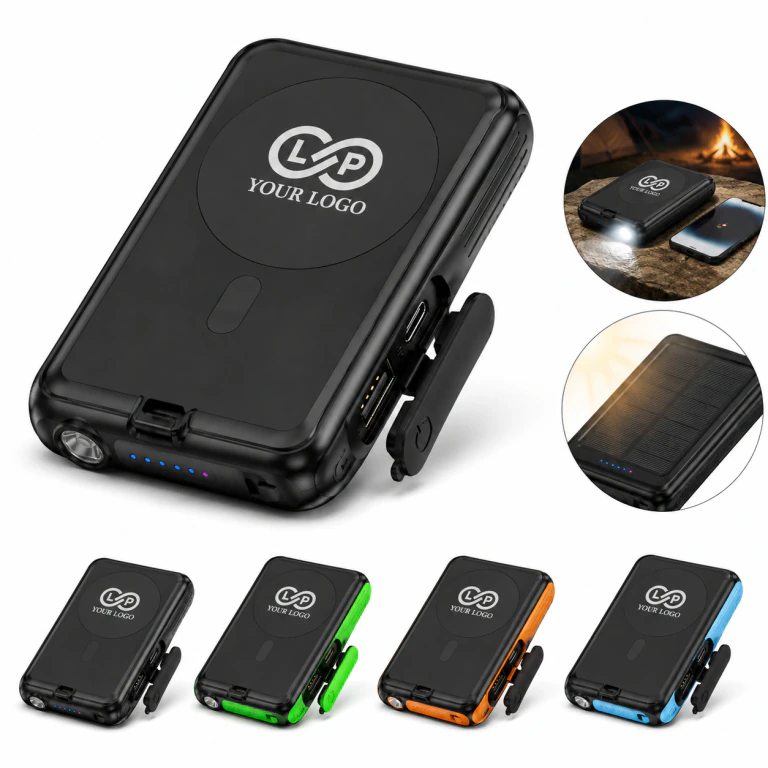 Mini 5000mAh Waterproof Solar Wireless Power Bank with Camping Light