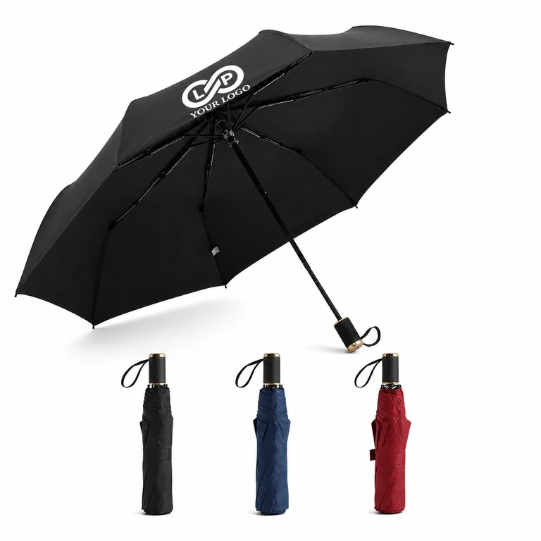 Stock Automatic Sun/UV Folding Umbrella, All-Weather Windproof Vented
