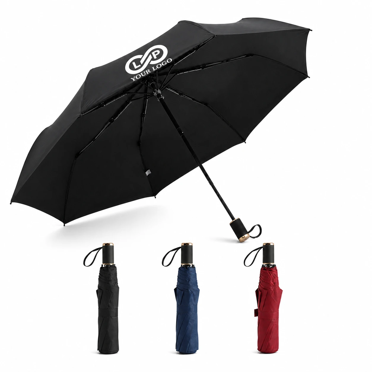 Stock Automatic Sun/UV Folding Umbrella, All-Weather Windproof Vented