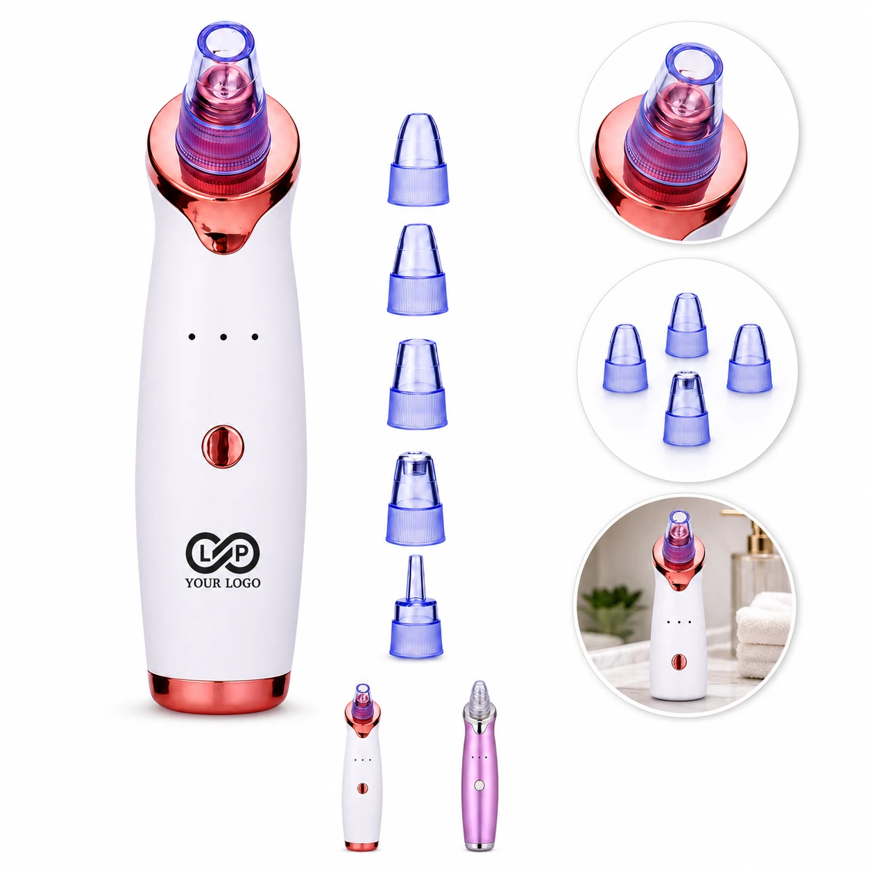 Electric Blackhead Remover with 4 Interchangeable Heads, USB Charging