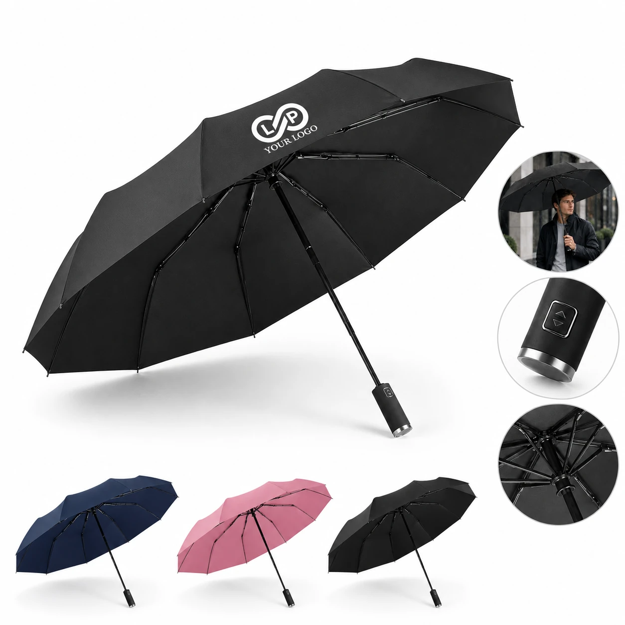 All Weather Windproof Durable Fully Automatic Folding Umbrella