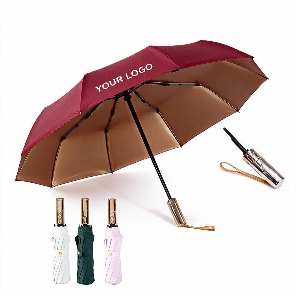 All-Weather Stylish Fully Automatic Folding Umbrella with Custom Logo