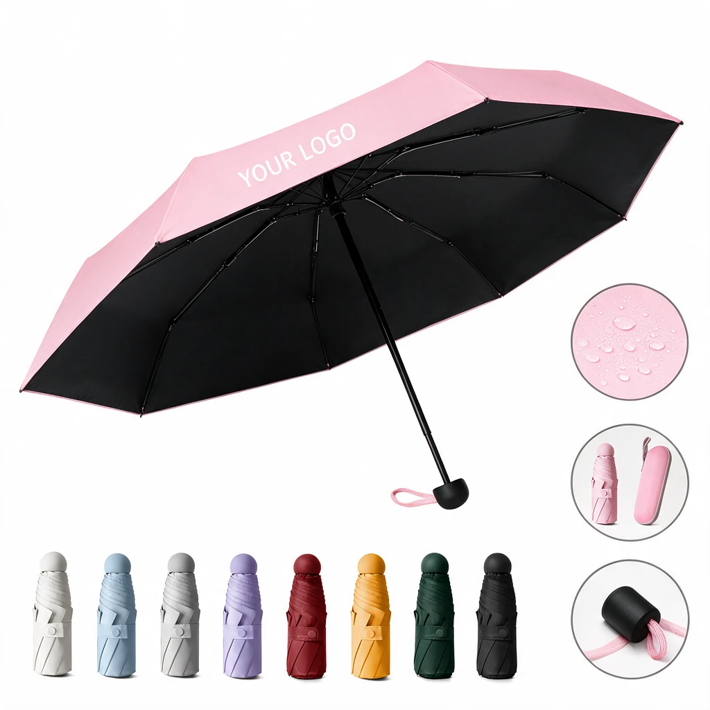 Compact Mini Sun And Rain Capsule Umbrella With Case