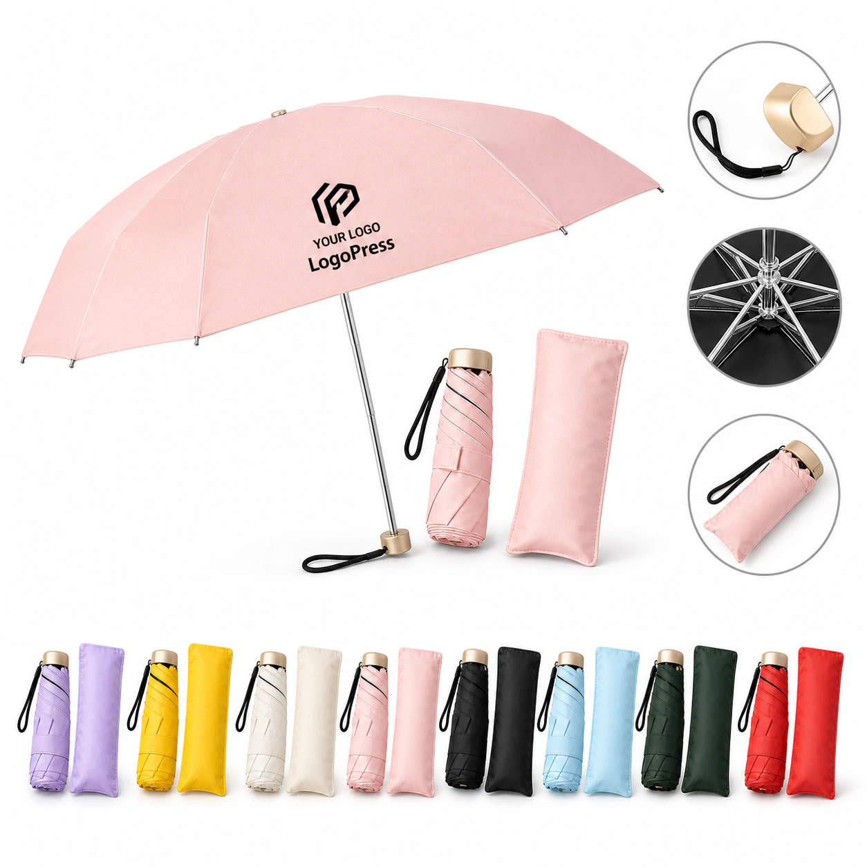Compact UV & Rain Protection Foldable Umbrella with Teflon Coating