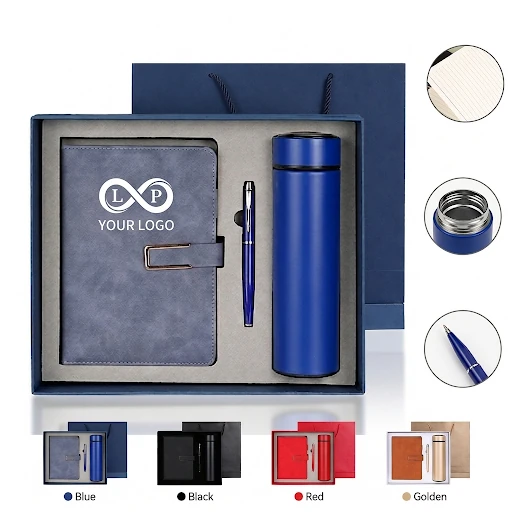 Luxury 17 oz Insulated Water Bottle Notebook Pen Business Gift Set