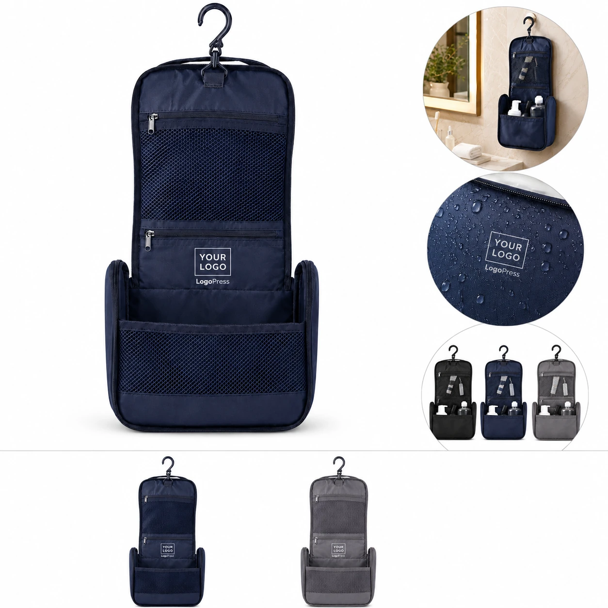 Travel Hanging Waterproof Toiletry Bag with Multiple Pockets - Nylon