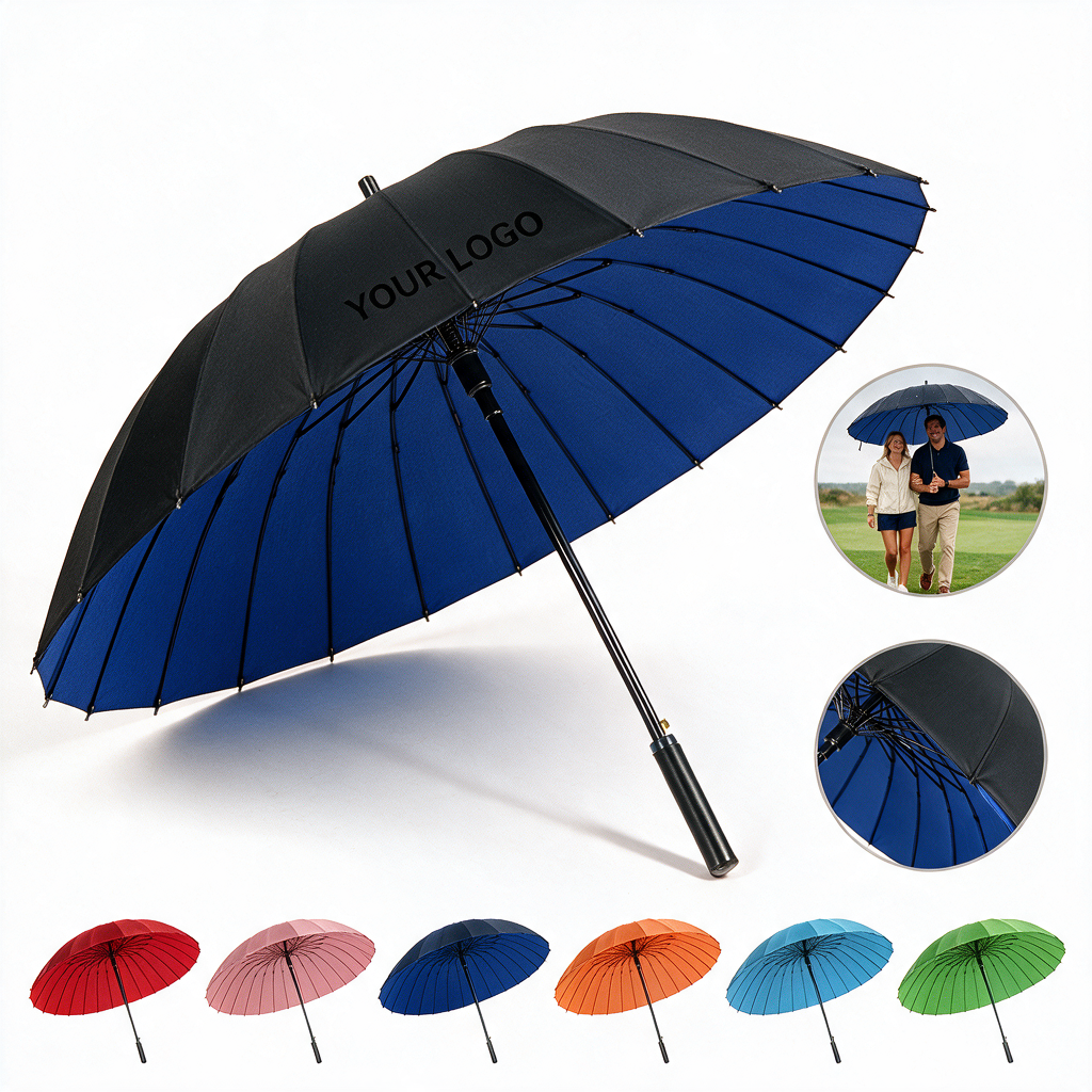 24-Rib Extra Large Windproof Automatic Long Handle Golf Umbrella