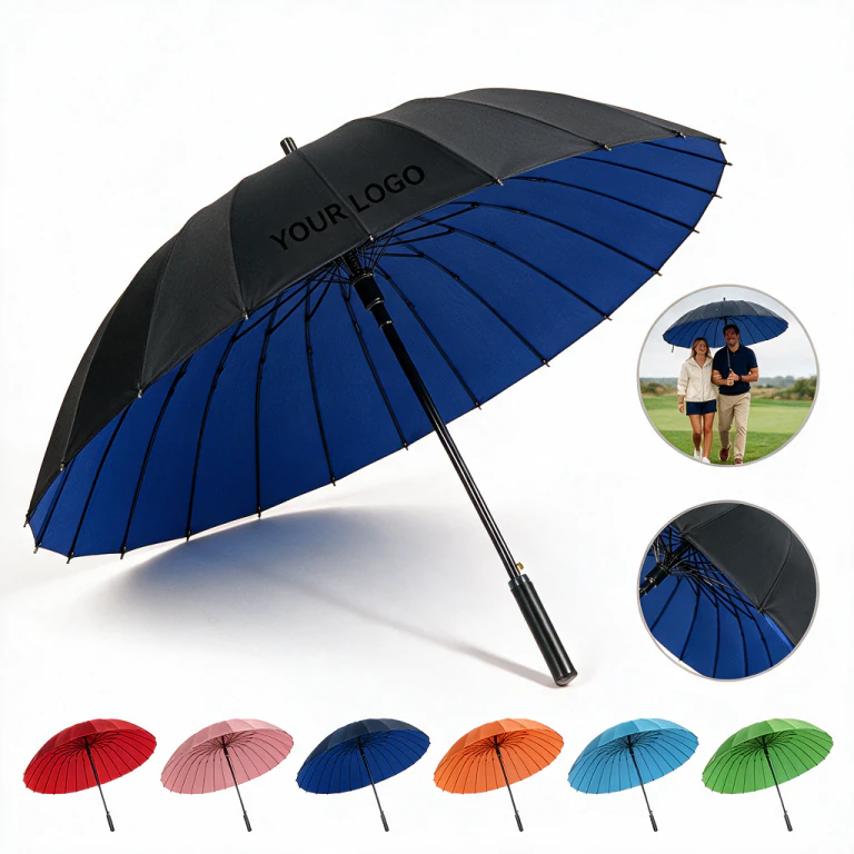 24-Rib Extra Large Windproof Automatic Long Handle Golf Umbrella