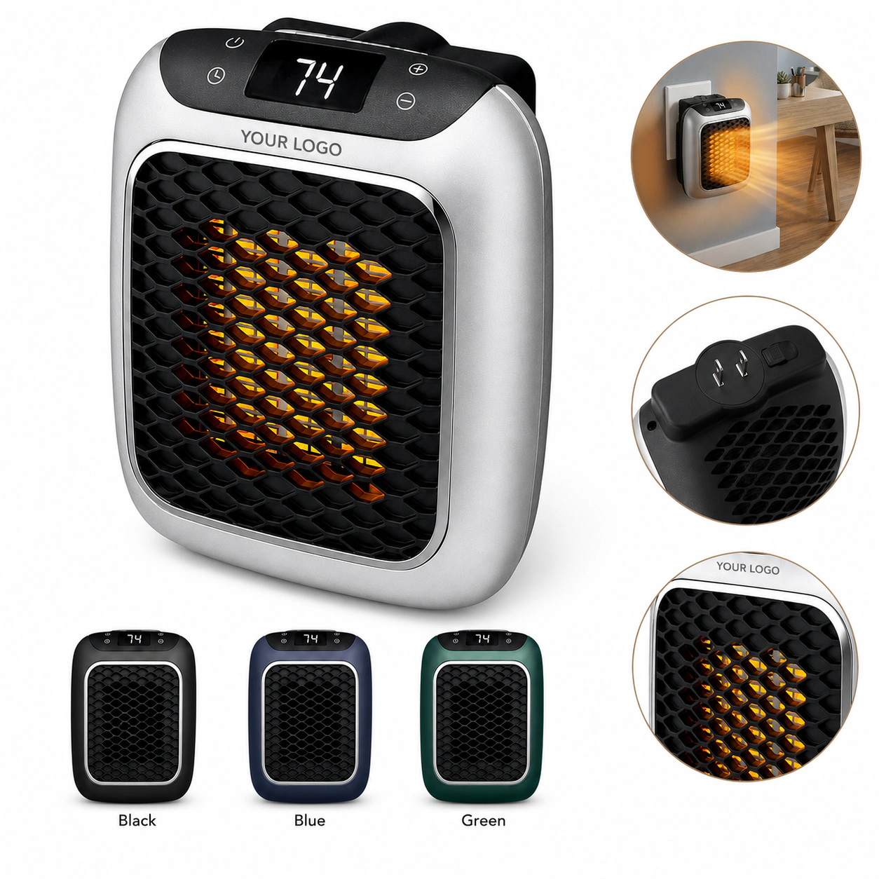 Quiet Timer Wall Outlet Small Heater with Thermostat Auto Shut-Off