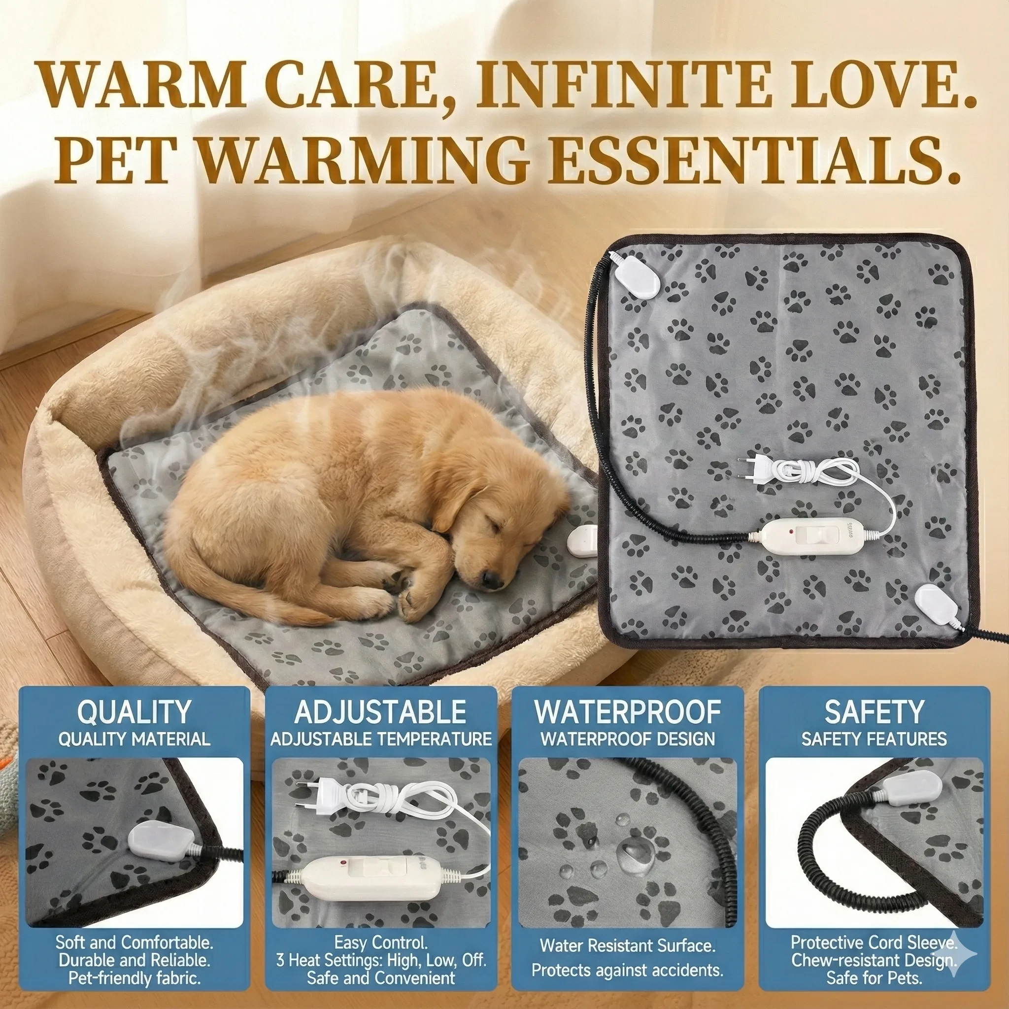 3-Speed Anti-Scratch Bite 110V Fast Heating Pet Electric Bla
