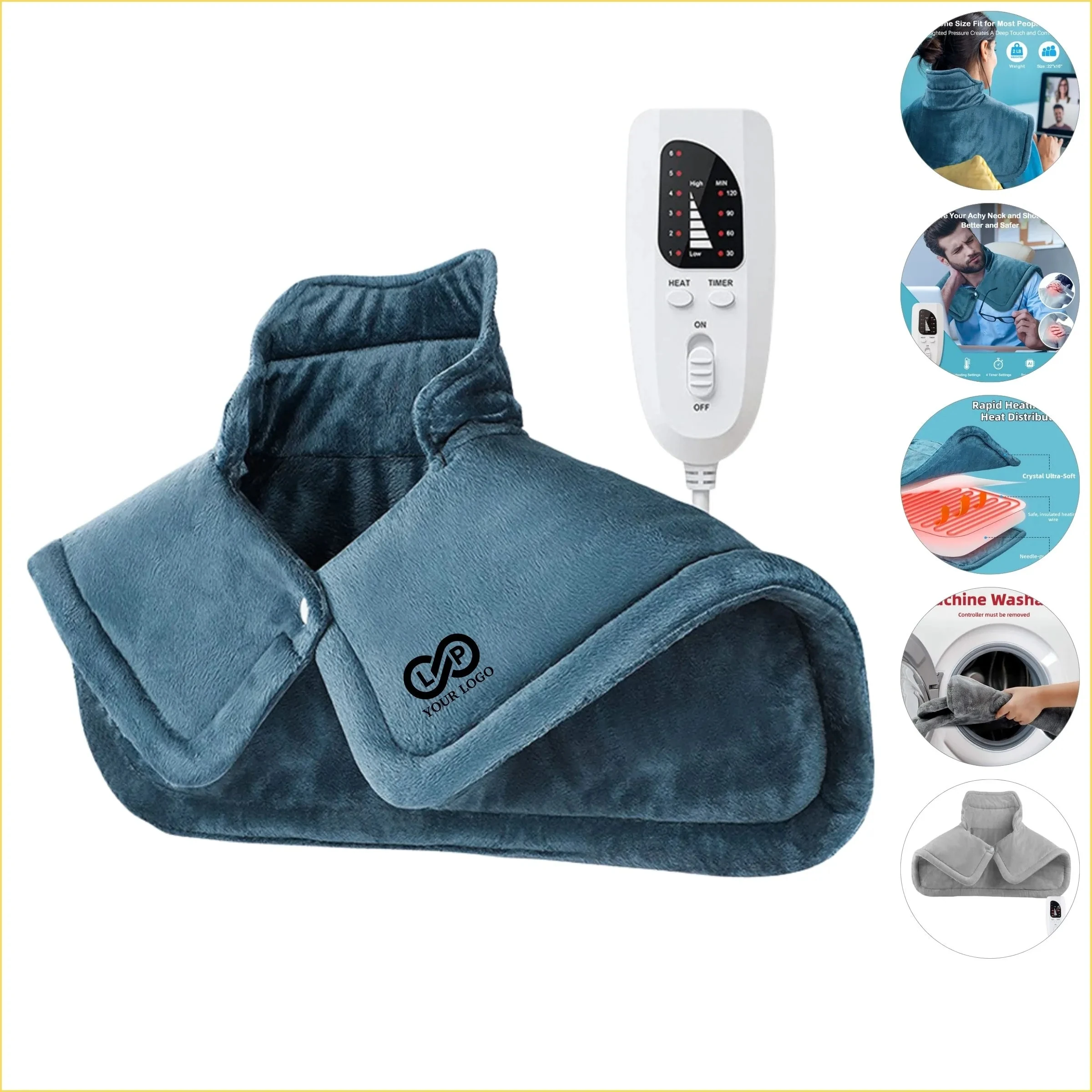 Heated Wrap for Neck Shoulders Back - Custom Heating Pad 6 T