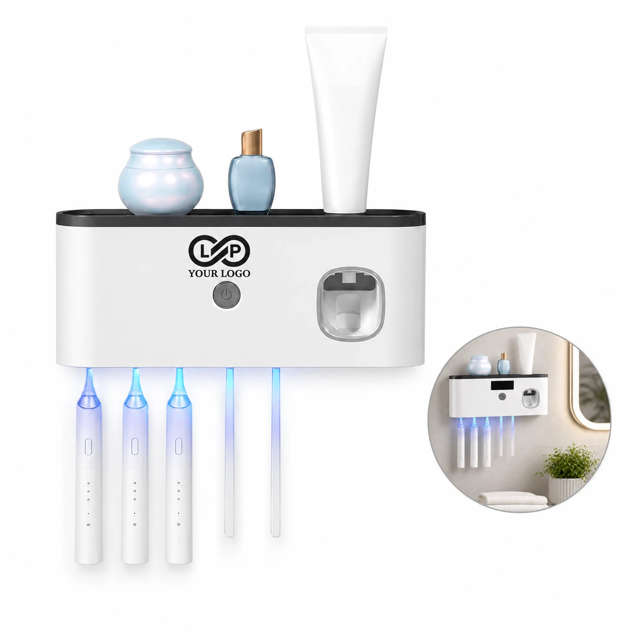 Punch-free UV-C Toothbrush Sterilizer Storage Rack