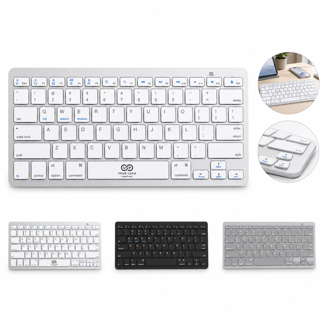 Ultra-slim Wireless Bluetooth Keyboard for PC Tablets Phones
